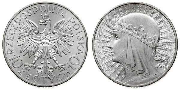 10 Злотый Польская Республика (1918 - 1939) Серебро Ядвига (королева Польши)