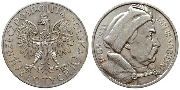 10 Злотый Польша / Польская Республика (1918 - 1939) Серебро Ян III Собеский (1629-1696)