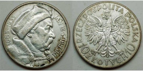 10 Злотый Польша / Польская Республика (1918 - 1939) Серебро Ян III Собеский (1629-1696)