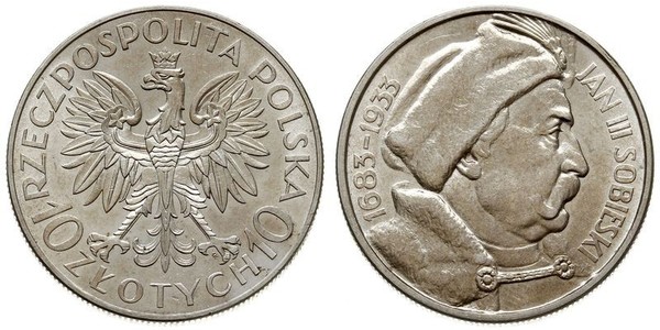 10 Злотый Польша / Польская Республика (1918 - 1939) Серебро Ян III Собеский (1629-1696)
