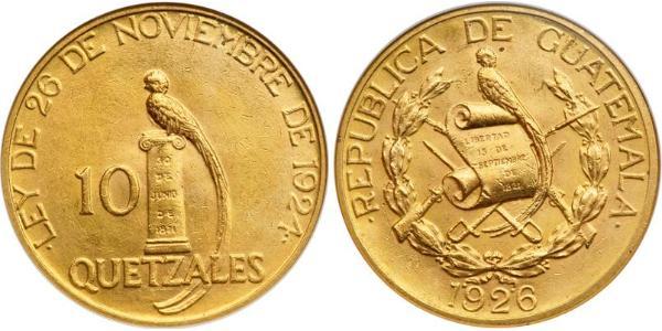 10 Кетцаль Республика Гватемала (1838 - ) Золото 