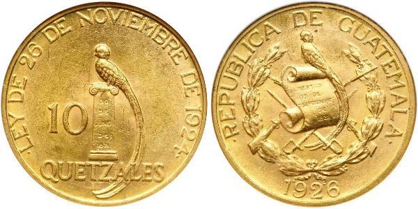 10 Кетцаль Республика Гватемала (1838 - ) Золото 