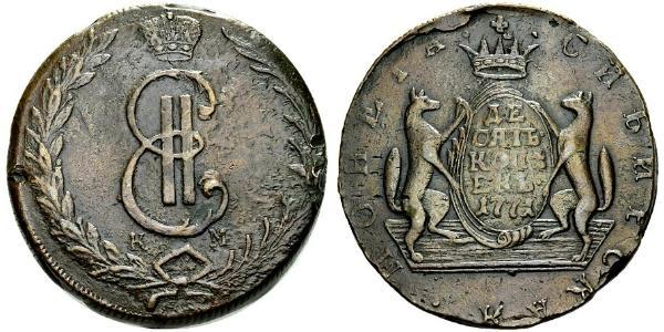 10 Копійка Російська імперія (1720-1917) Мідь Катерина II (1729-1796)