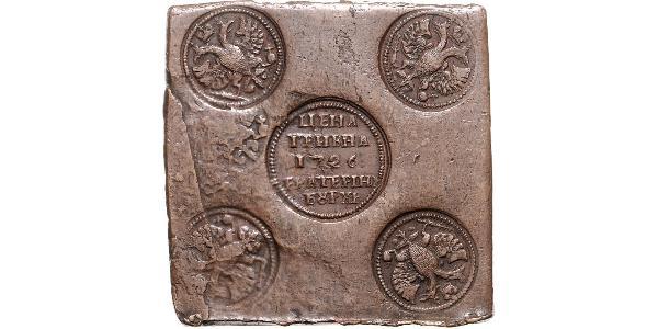 10 Копійка / 1 Гривня Російська імперія (1720-1917) Мідь Катерина I (1684-1727)