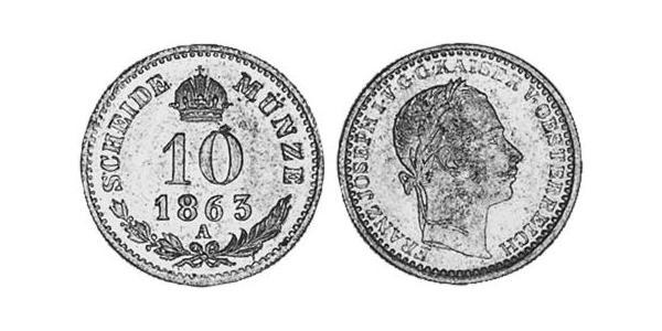 10 Крейцер Австрийская империя (1804-1867) Серебро Франц Иосиф I (1830 - 1916)