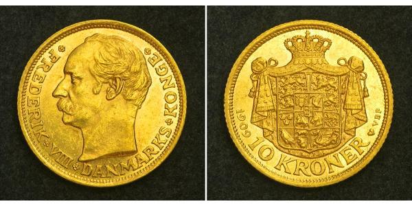 10 Крона Дания Золото Фредерик VIII (король Дании) (1843 - 1912)