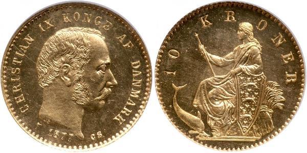 10 Крона Дания Золото Кристиан IX король Дании (1818-1906)