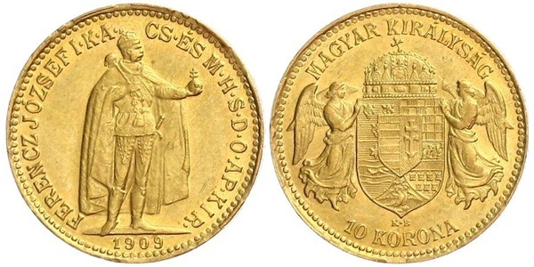 10 Крона Королiвство Угорщина (1000-1918) Золото Франц Иосиф I (1830 - 1916)