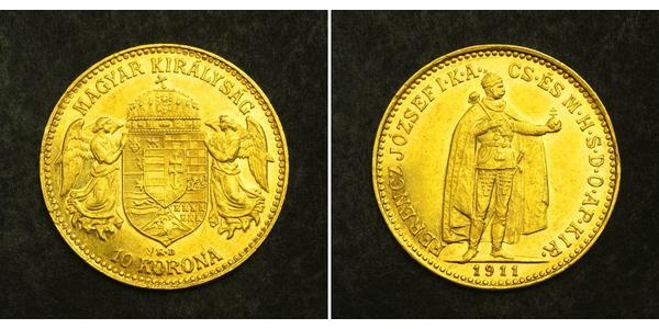 10 Крона Королевство Венгрия (1000-1918) Золото Франц Иосиф I (1830 - 1916)