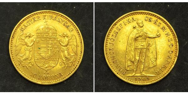 10 Крона Королевство Венгрия (1000-1918) Золото Франц Иосиф I (1830 - 1916)