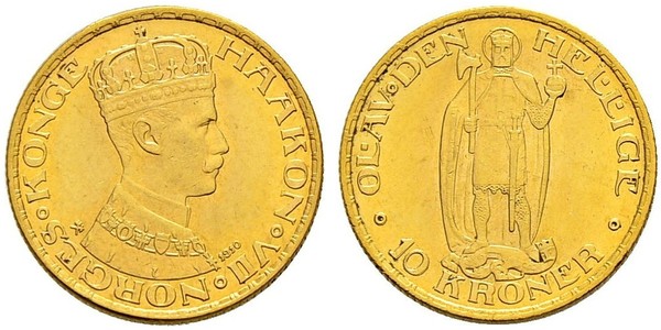 10 Крона Норвегия Золото Хокон VII (1872 - 1957)
