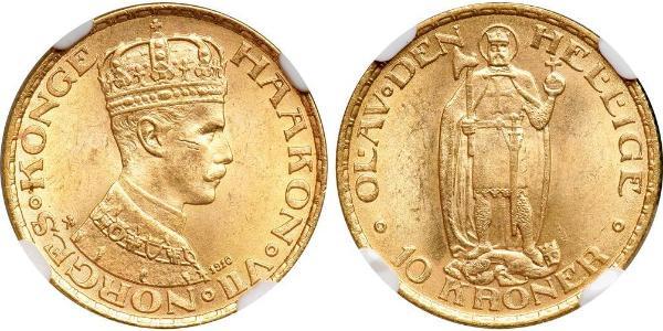 10 Крона Норвегия Золото Хокон VII (1872 - 1957)