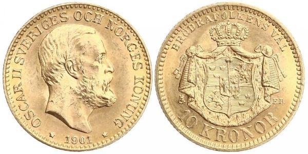 10 Крона Швеція Золото Оскар II (1829-1907)