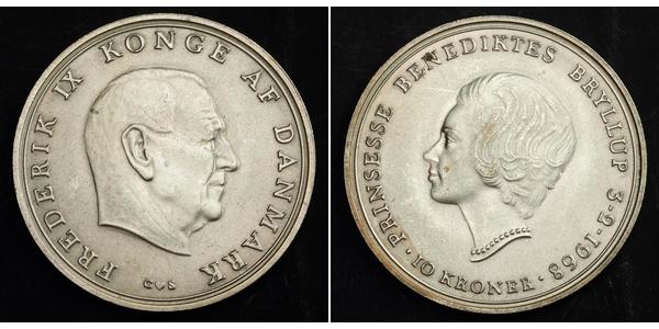 10 Крона Дания Серебро Фредерик IX (1899 - 1972)