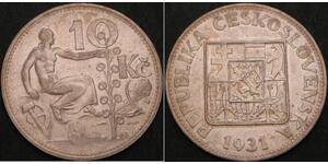 10 Крона Чехословакія (1918-1992) Срібло 