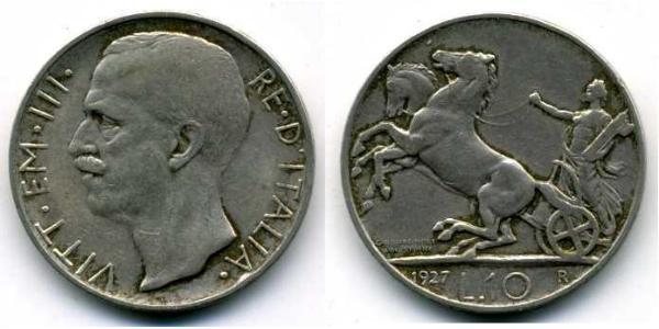 10 Лира Kingdom of Italy (1861-1946) Серебро Виктор Эммануил III (1869 - 1947)