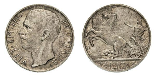 10 Ліра Kingdom of Italy (1861-1946) Срібло Віктор Емануїл III (1869 - 1947)
