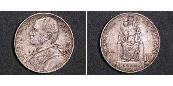 10 Ліра Ватікан (1926-) Срібло Pope Pius XI (1857 - 1939)