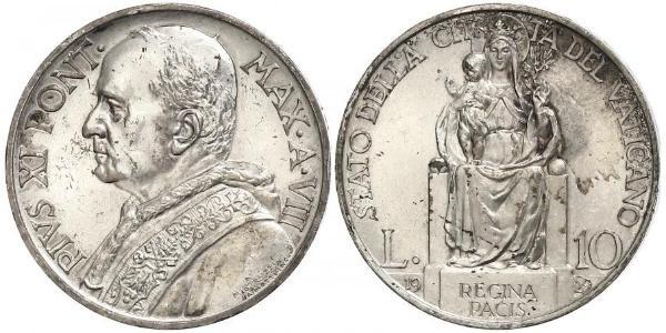 10 Ліра Ватікан (1926-) Срібло Pope Pius XI (1857 - 1939)