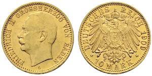 10 Марка Велике герцогство Баден (1806-1918) Золото Frederick II, Grand Duke of Baden (1857 - 1928)