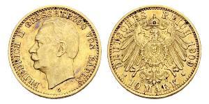10 Марка Велике герцогство Баден (1806-1918) Золото Frederick II, Grand Duke of Baden (1857 - 1928)