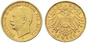10 Марка Велике герцогство Баден (1806-1918) Золото Frederick II, Grand Duke of Baden (1857 - 1928)