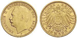 10 Марка Велике герцогство Баден (1806-1918) Золото Frederick II, Grand Duke of Baden (1857 - 1928)