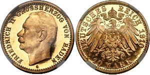 10 Марка Велике герцогство Баден (1806-1918) Золото Frederick II, Grand Duke of Baden (1857 - 1928)