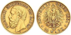 10 Марка Велике герцогство Баден (1806-1918) Золото Frederick I, Grand Duke of Baden (1826 - 1907)