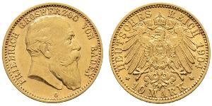 10 Марка Велике герцогство Баден (1806-1918) Золото Frederick I, Grand Duke of Baden (1826 - 1907)