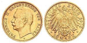 10 Марка Велике герцогство Баден (1806-1918) Золото Frederick II, Grand Duke of Baden (1857 - 1928)