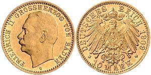 10 Марка Великое герцогство Баден (1806-1918) Золото Frederick II, Grand Duke of Baden (1857 - 1928)
