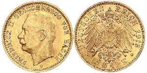10 Марка Великое герцогство Баден (1806-1918) Золото Frederick II, Grand Duke of Baden (1857 - 1928)