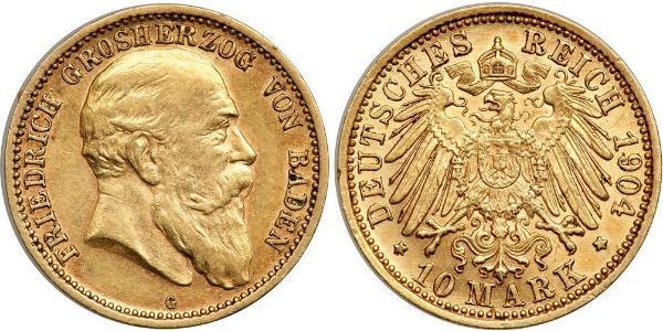 10 Марка Великое герцогство Баден (1806-1918) Золото Фридрих I (великий герцог Баденский) (1826 - 1907)