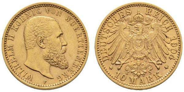 10 Марка Германская империя (1871-1918) Золото Wilhelm II, German Emperor (1859-1941)