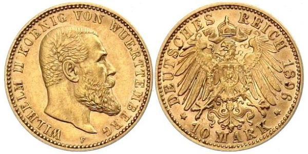 10 Марка Германская империя (1871-1918) Золото Wilhelm II, German Emperor (1859-1941)