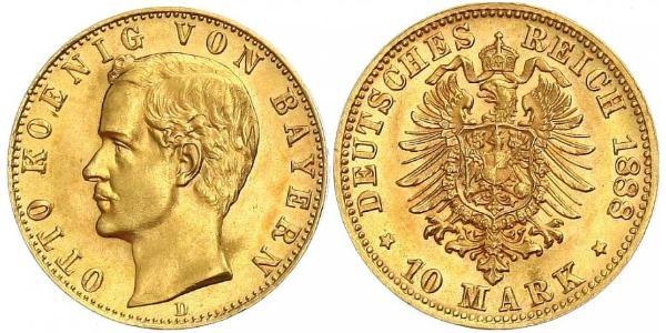 10 Марка Королевство Бавария (1806 - 1918) Золото Отто I (король Баварии)(1848 – 1916)