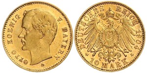 10 Марка Королівство Баварія (1806 - 1918) Золото Otto of Bavaria (1848 – 1916)