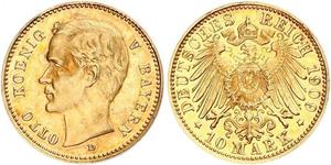 10 Марка Королівство Баварія (1806 - 1918) Золото Otto of Bavaria (1848 – 1916)
