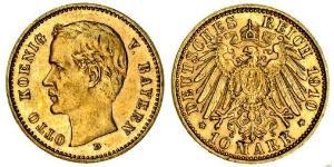 10 Марка Королівство Баварія (1806 - 1918) Золото Otto of Bavaria (1848 – 1916)