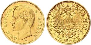 10 Марка Королівство Баварія (1806 - 1918) Золото Otto of Bavaria (1848 – 1916)