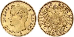 10 Марка Королівство Баварія (1806 - 1918) Золото Otto of Bavaria (1848 – 1916)