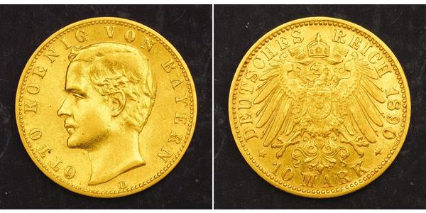 10 Марка Королівство Баварія (1806 - 1918) Золото Otto of Bavaria (1848 – 1916)