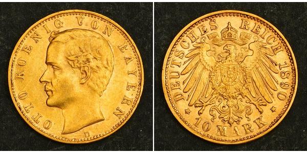 10 Марка Королівство Баварія (1806 - 1918) Золото Otto of Bavaria (1848 – 1916)