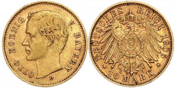 10 Марка Королівство Баварія (1806 - 1918) Золото Otto of Bavaria (1848 – 1916)
