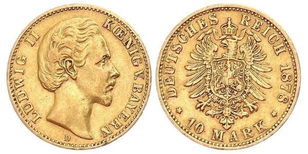 10 Марка Королівство Баварія (1806 - 1918) Золото Людвіг II (король Баварії)(1845 – 1886)