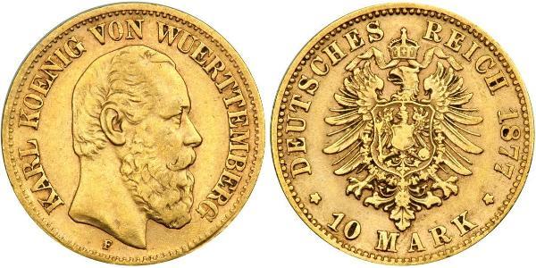 10 Марка Королівство Вюртемберг Золото Charles I of Württemberg