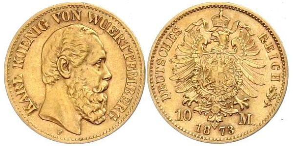 10 Марка Королівство Вюртемберг Золото Charles I of Württemberg