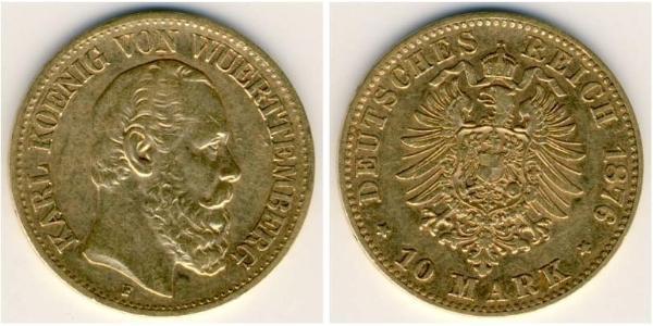 10 Марка Королівство Вюртемберг Золото Charles I of Württemberg