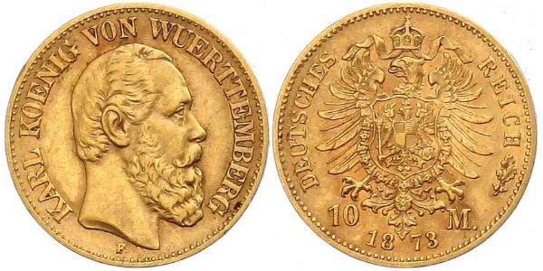 10 Марка Королівство Вюртемберг Золото Charles I of Württemberg